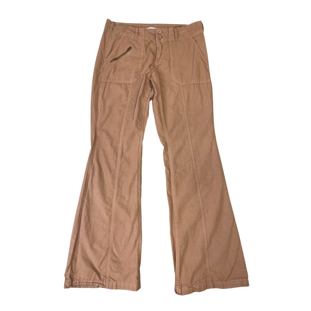 PacSun 28 Low Rise Britney Pant Tan Brown Flare Leg Cotton Trousers Y2K